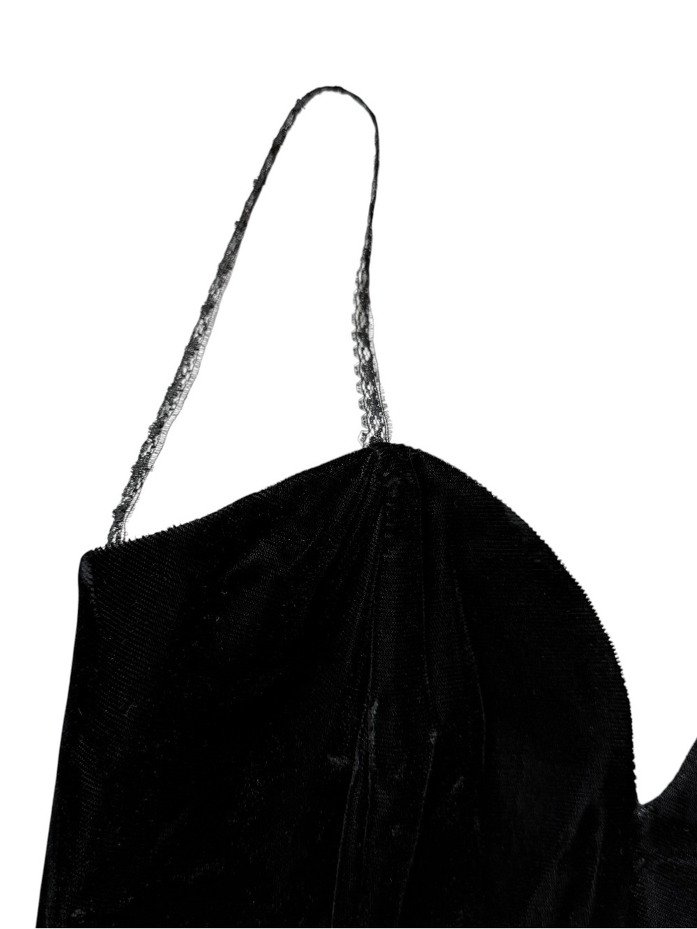 Vintage Roberta Black Velvet Mini Dress 90s Bombshell Spaghetti Strap Party S - Picture 6 of 13
